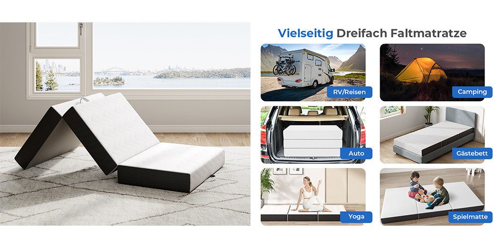 Klappmatratze Faltmatratze 15cm hoch, 10cm hoch Gel-Memory Schaummatratze i günstig online kaufen