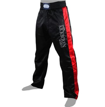 BAY-Sports Sporthose Stick Kickboxhose Hose Short Kickboxen Kampfsport schwarz rot Kampfsporthose Kinder und Erwachsene