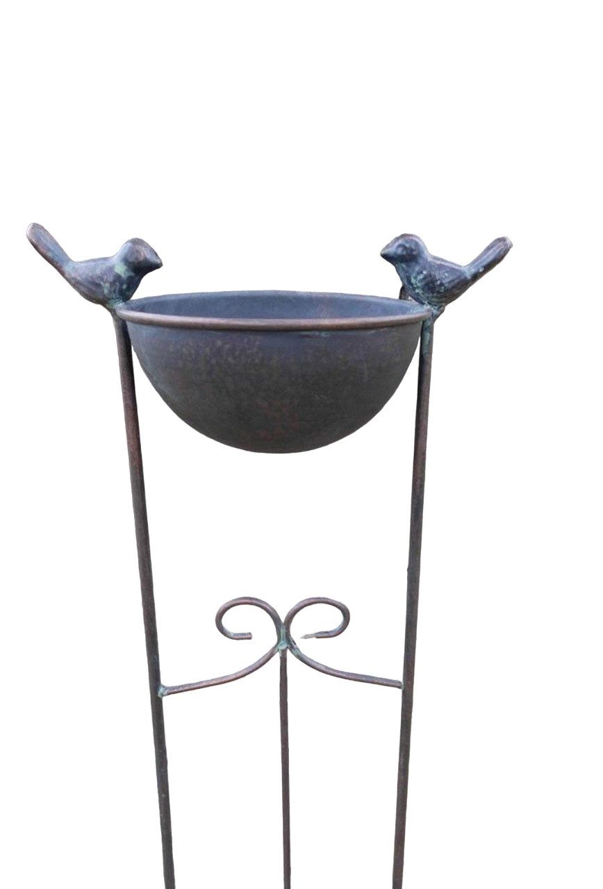 Deko-Impression Vogeltränke Bronzefarbene Vogeltränke an Rankgitter günstig online kaufen