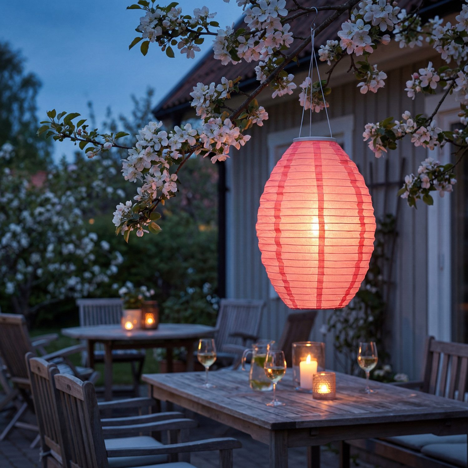 MARELIDA LED Lampion Solar Gartenlampion oval H: 33cm Party Balkon Terrasse Laterne pink, LED Classic, warmweiß (2100K bis 3000K)