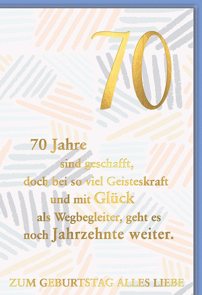 Verlag Dominique Grußkarten 70. Geburtstag - Glückwunschkarte im Format 11,5 x 17 cm - Streifen