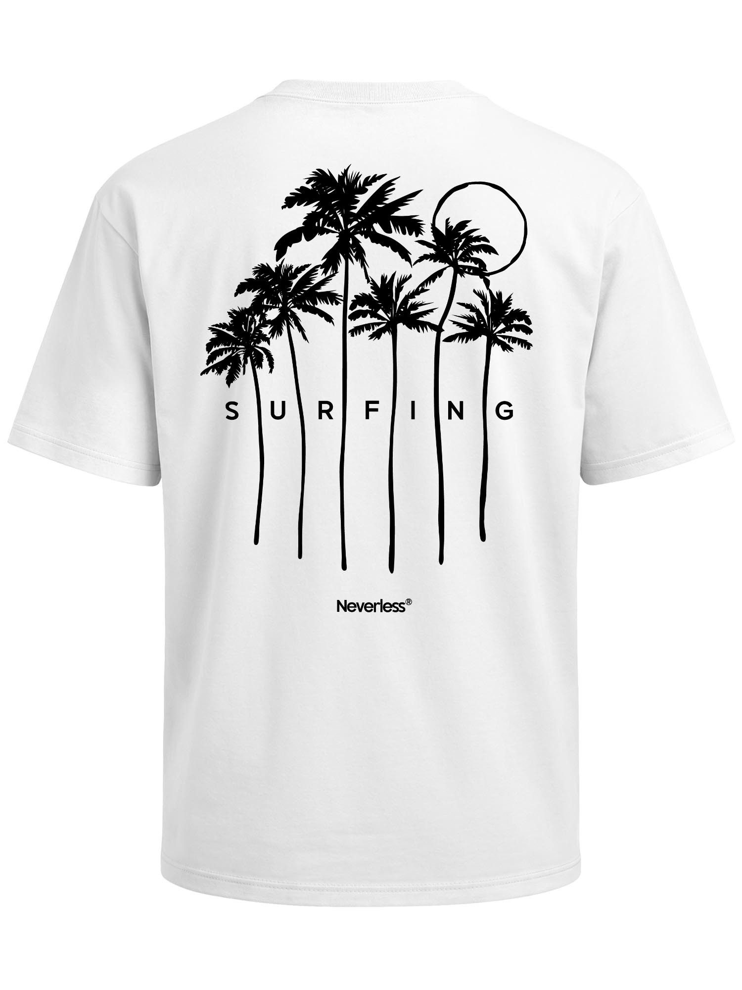 Neverless Oversize-Shirt Herren T-Shirt - Palms Surfing - Oversized Relaxed Fit Sommer Fashion mit Print