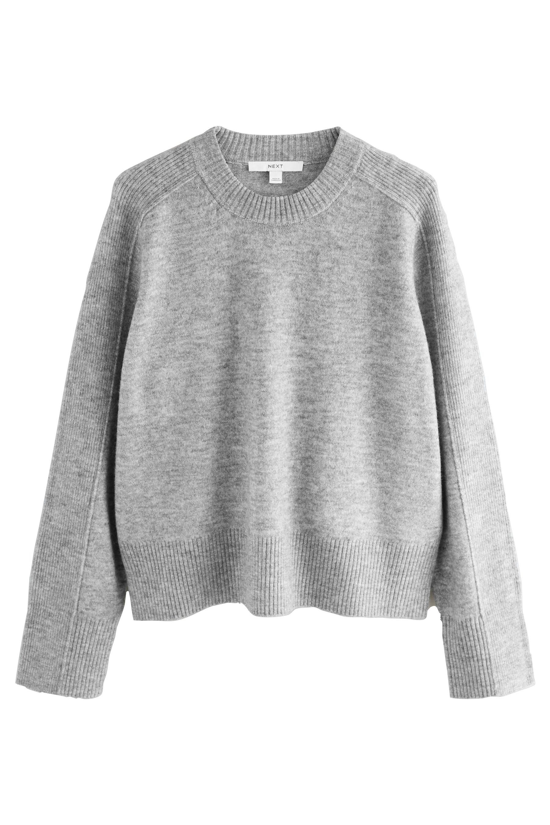 Rundhalspullover Gemusterter Strickpullover mit Rundhalsausschnitt