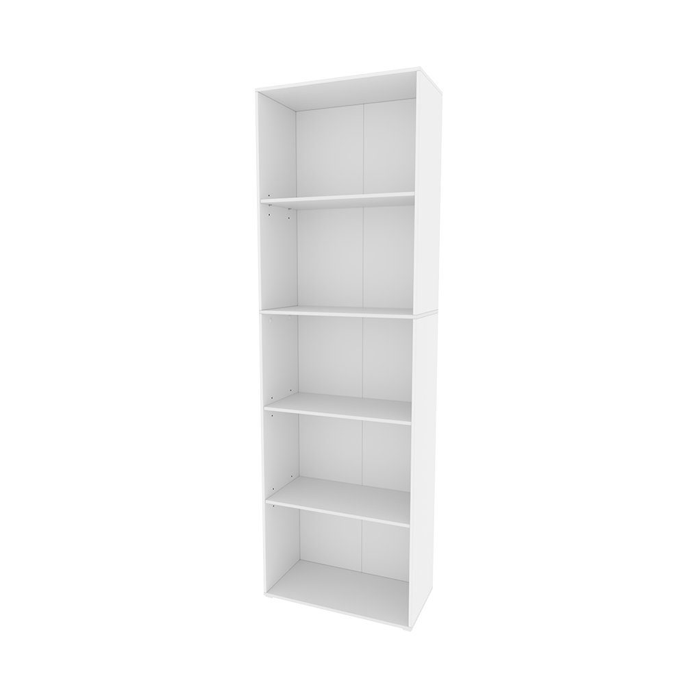 Vicco Bücherregal Bob, Weiß/Weiß, 60 x 190 cm mit 5 Fächern günstig online kaufen