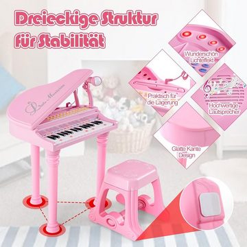 KOMFOTTEU Spielzeug-Musikinstrument Kinder, mit Mikrofon, LED-Licht & MP3-Schnittstelle