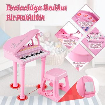 KOMFOTTEU Keyboard Kinder, mit Mikrofon, LED-Licht & MP3-Schnittstelle