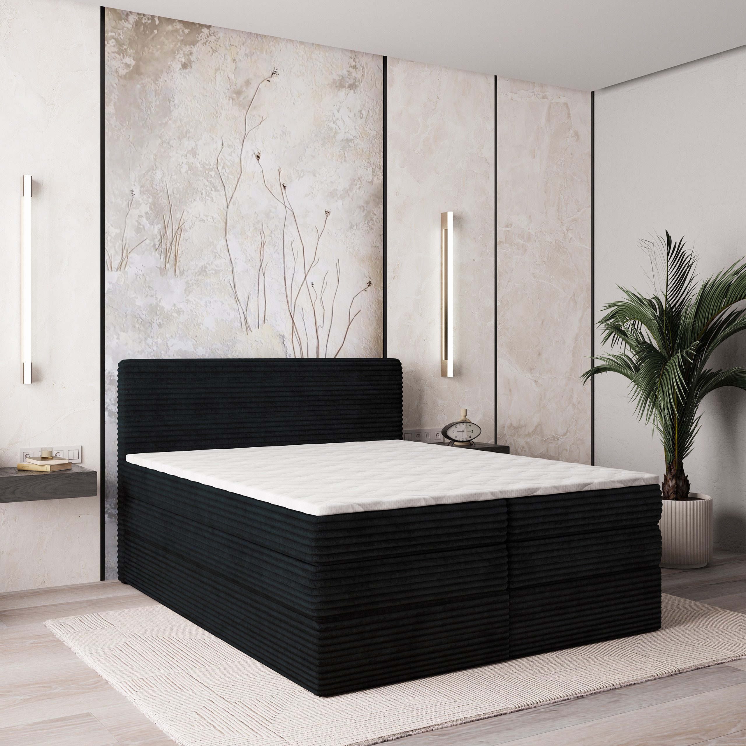 Masseno Boxbett LUNERA 140x200 cm mit Bonell Matratze und Topper