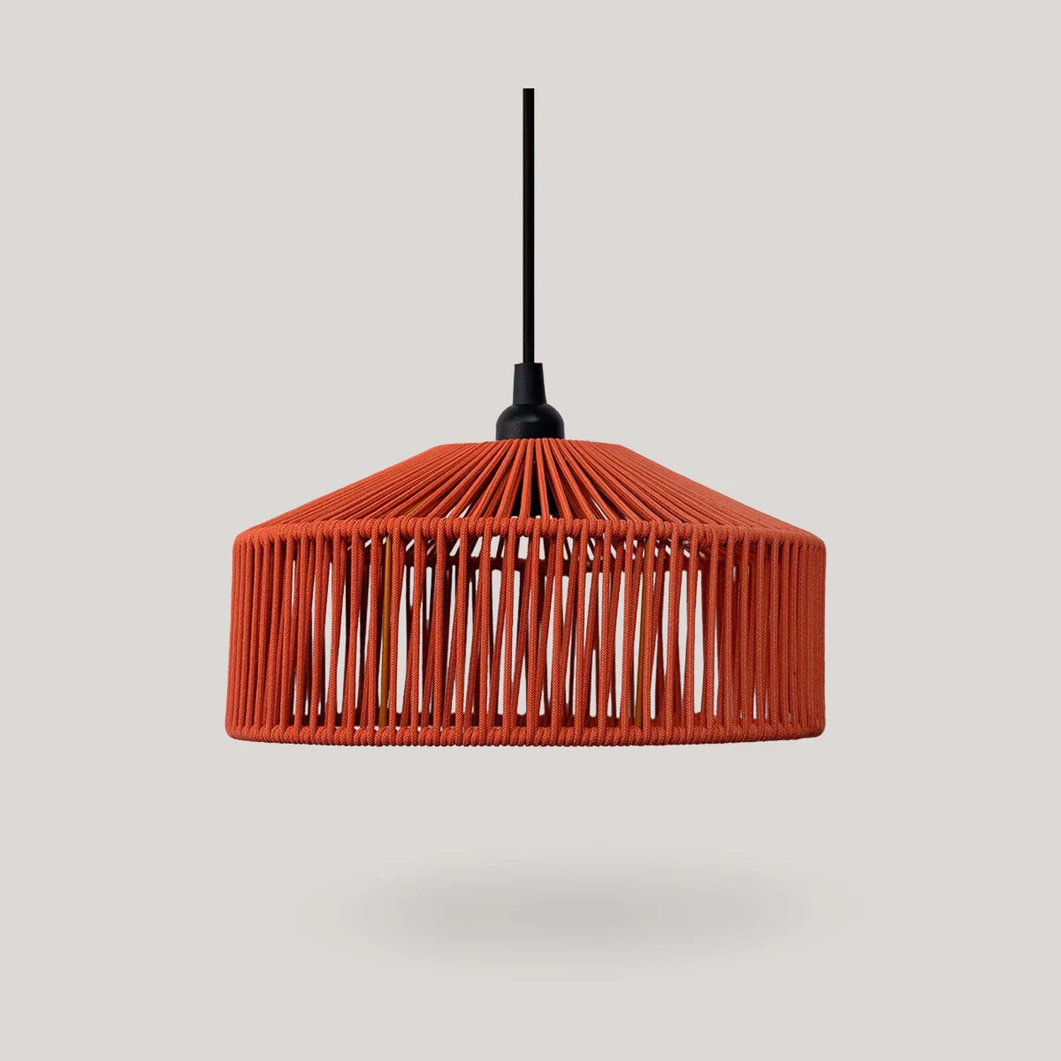 Licht-Erlebnisse Außen-Deckenleuchte JEJU, ohne Leuchtmittel, LED IP54 Ø 30 cm in Terracotta Seil Lampenschirm Boho außen Outdoor