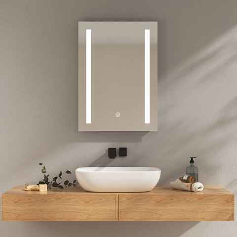EMKE Badspiegel LED Badspiegel Badezimmerspiegel Lichtspiegel, mit Beleuchtung und Touch-schalter und Beschlagfrei Modell 1