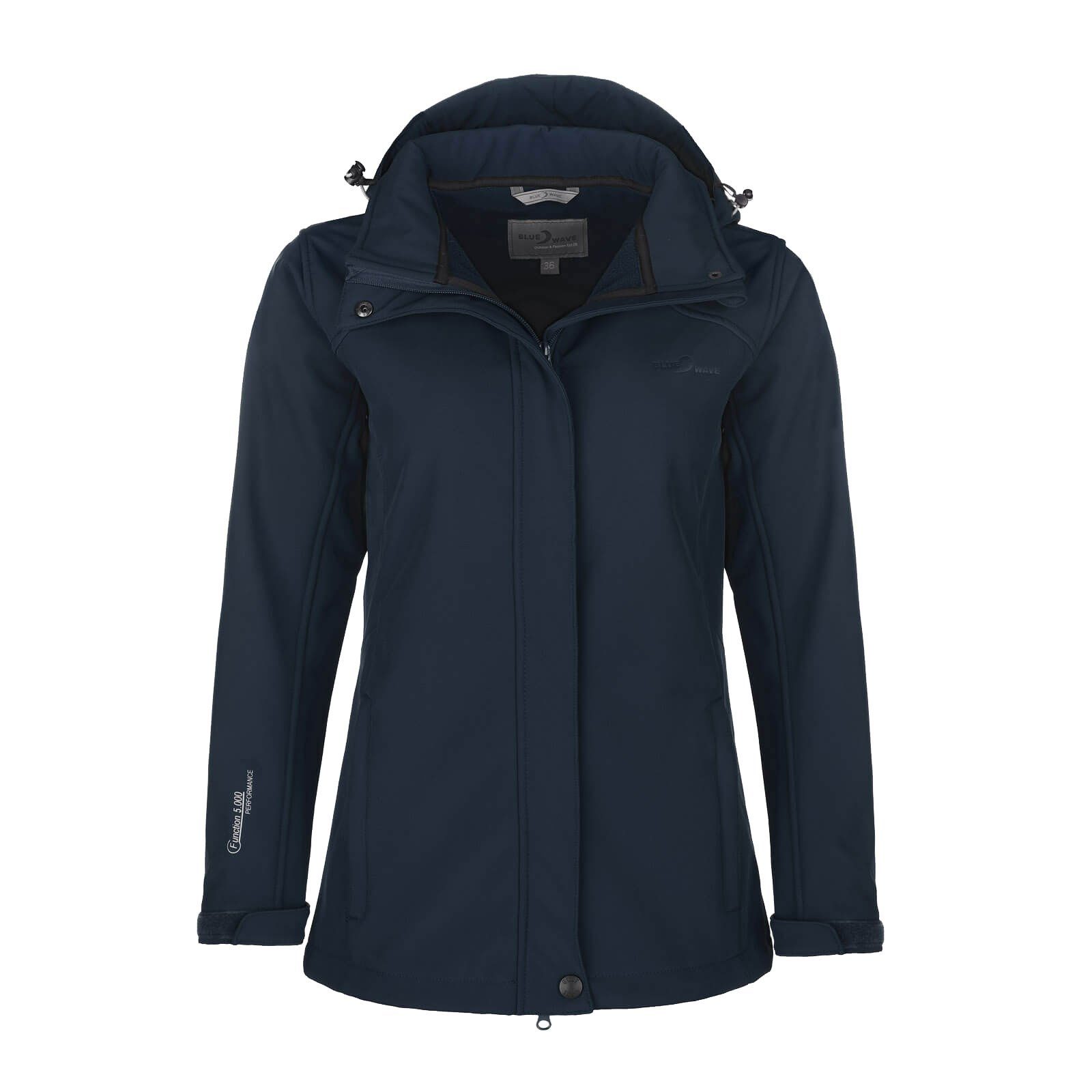 Blue Wave Softshelljacke Damen Jacke Bente mit Fleece-Innenfutter und abnehmbarer Kapuze marine | Übergangsjacken