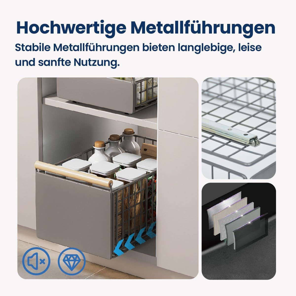 BlingBin Küchenregal Teleskopschublade Schublade Faltbare Erweiterbar Küchenschublade, 2 Stück 2-tlg., 2 Stück Teleskopschublade, Faltbarer Schrank-Organizer – Bild 2 von 5