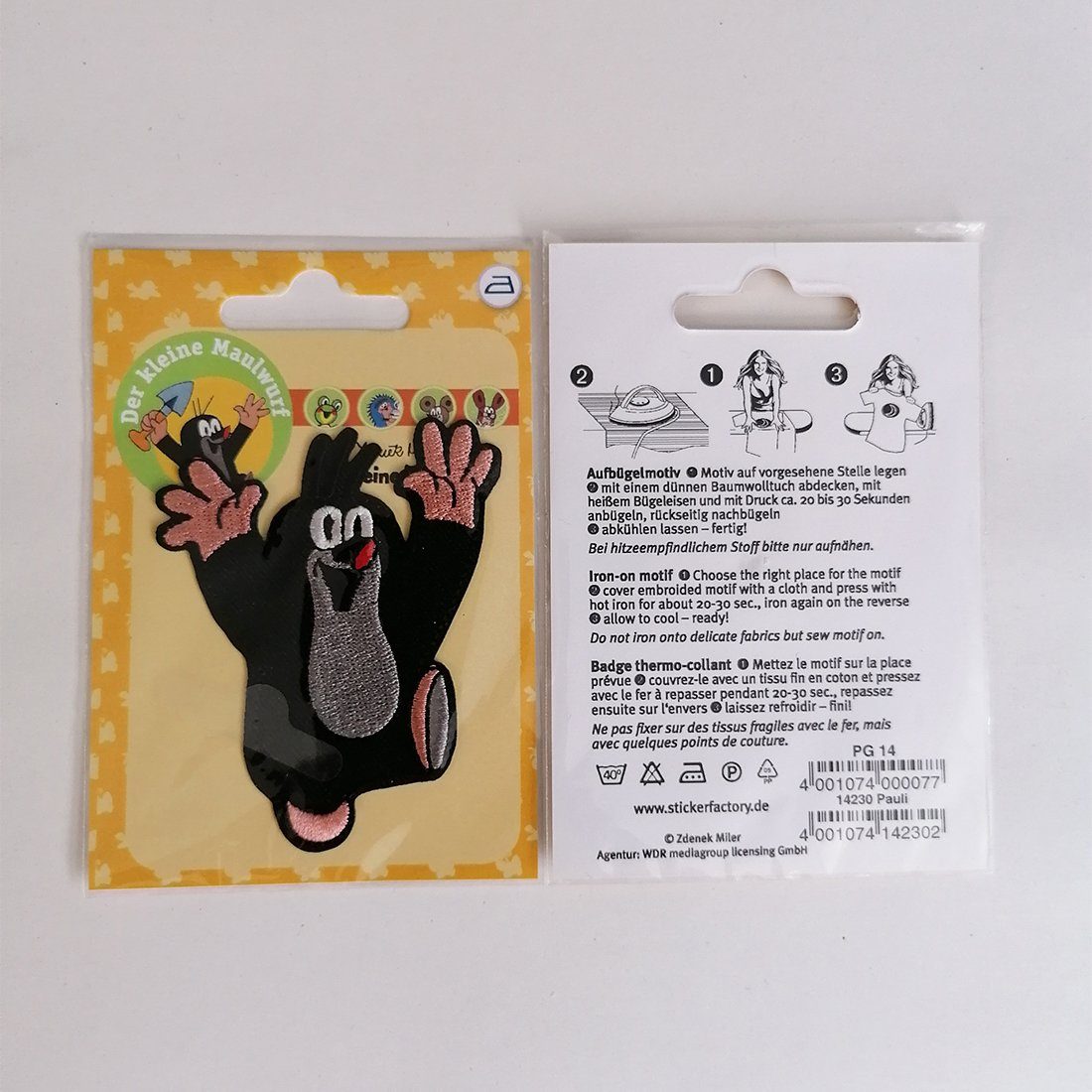 Catch the Patch Aufnäher Bügelbild, Aufbügler, Applikationen, Patches, Flicken, zum aufbügeln, Polyester, Der kleine Maulwurf Comic Kinder - Größe: 7,1 x 6,3 cm