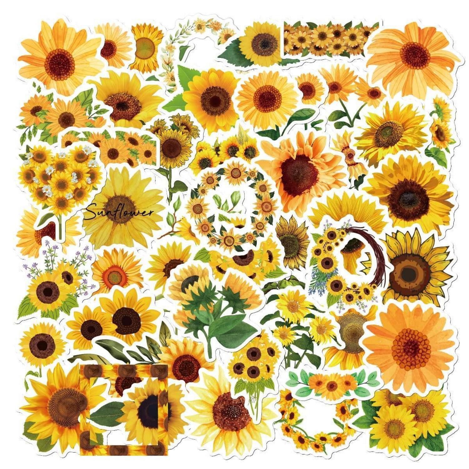 LuxusKollektion Aufkleber Aufkleber Sunflower Sticker Set 50 Auto Laptop Fahrrad Sonnenblumen