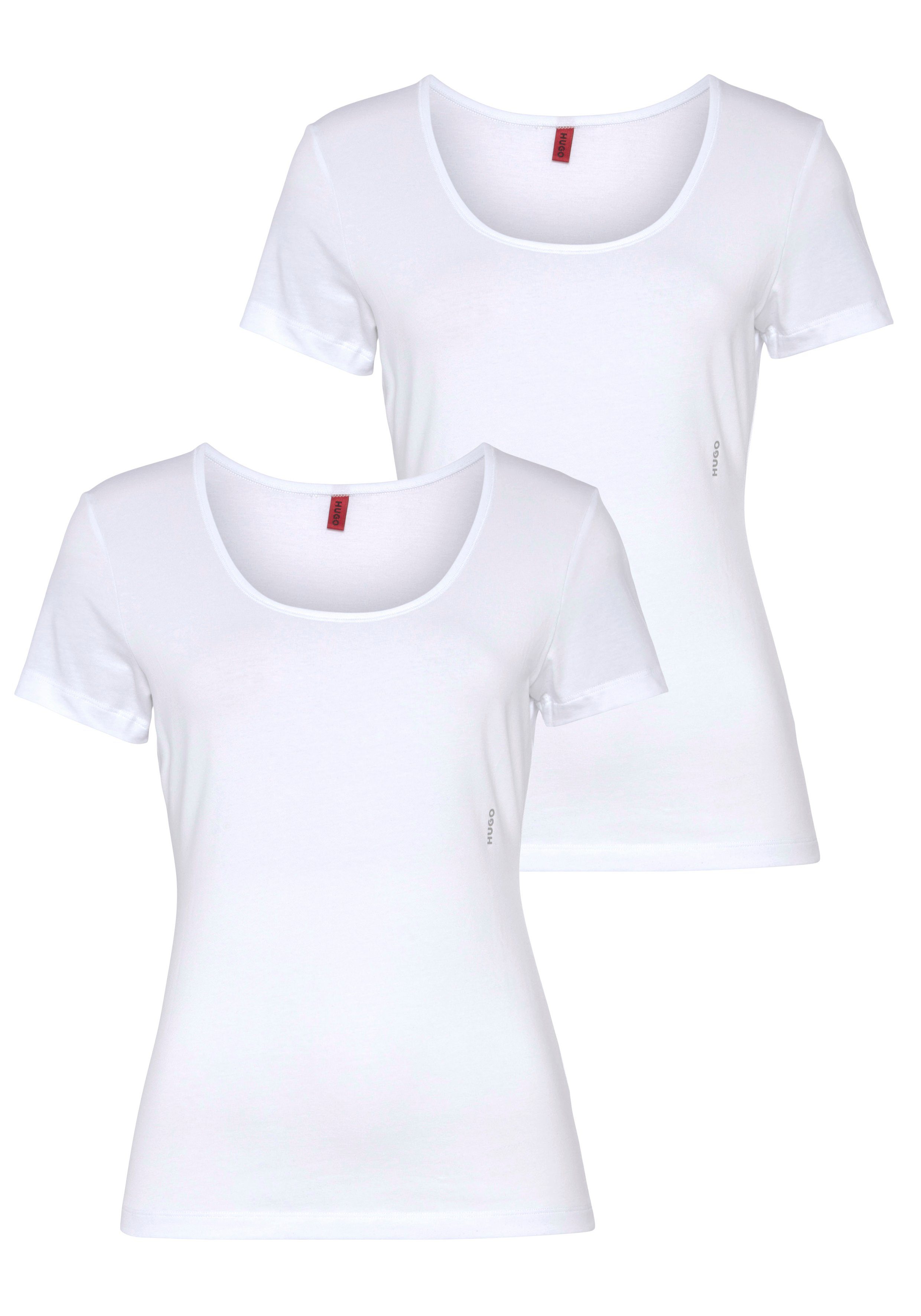 2-tlg., HUGO Logodruck mit 2er-Pack) White100 (Packung, vertikalem T-Shirt