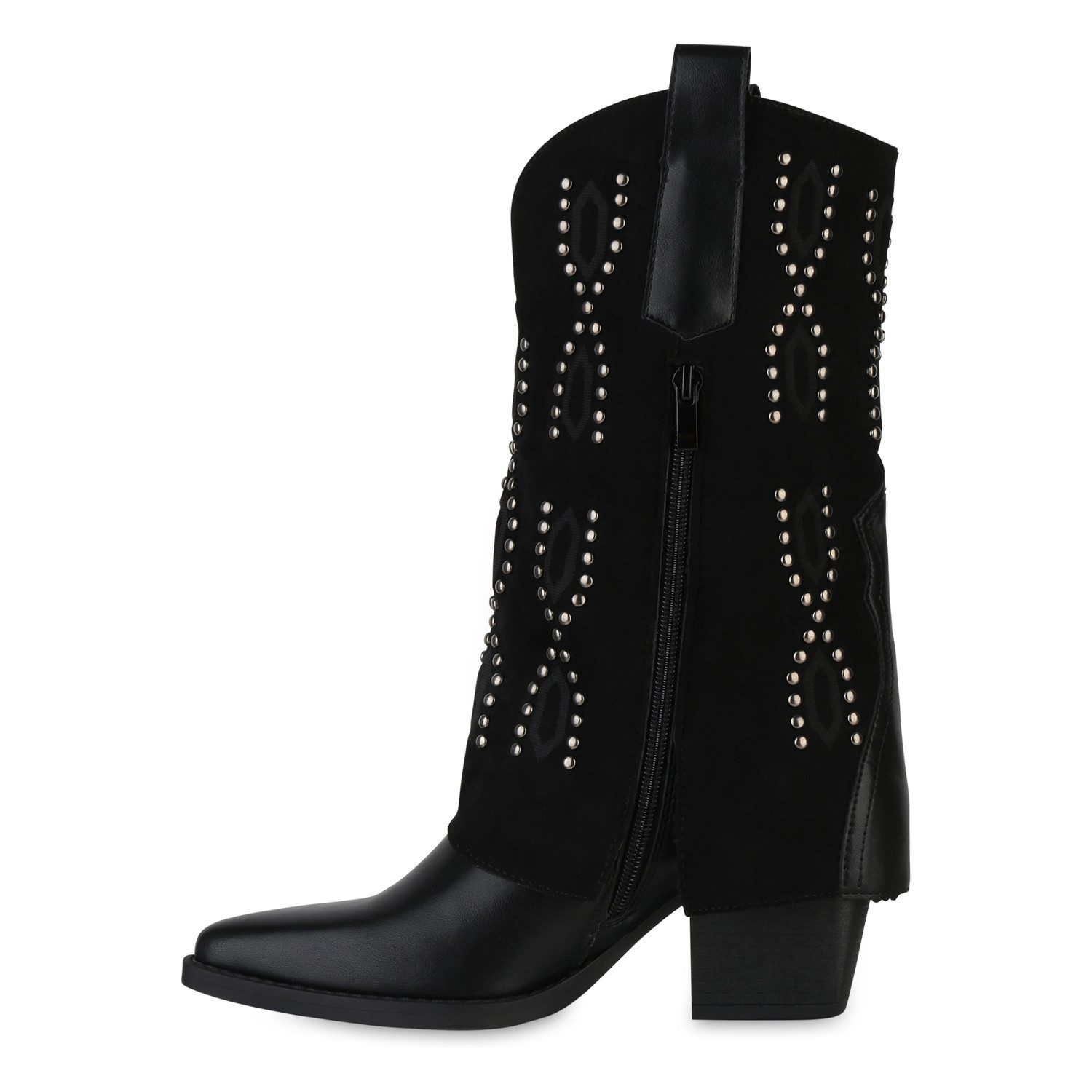 VAN HILL 841521 Cowboystiefel Damen Cowboystiefel Stiefel Spitze Nieten Hol günstig online kaufen