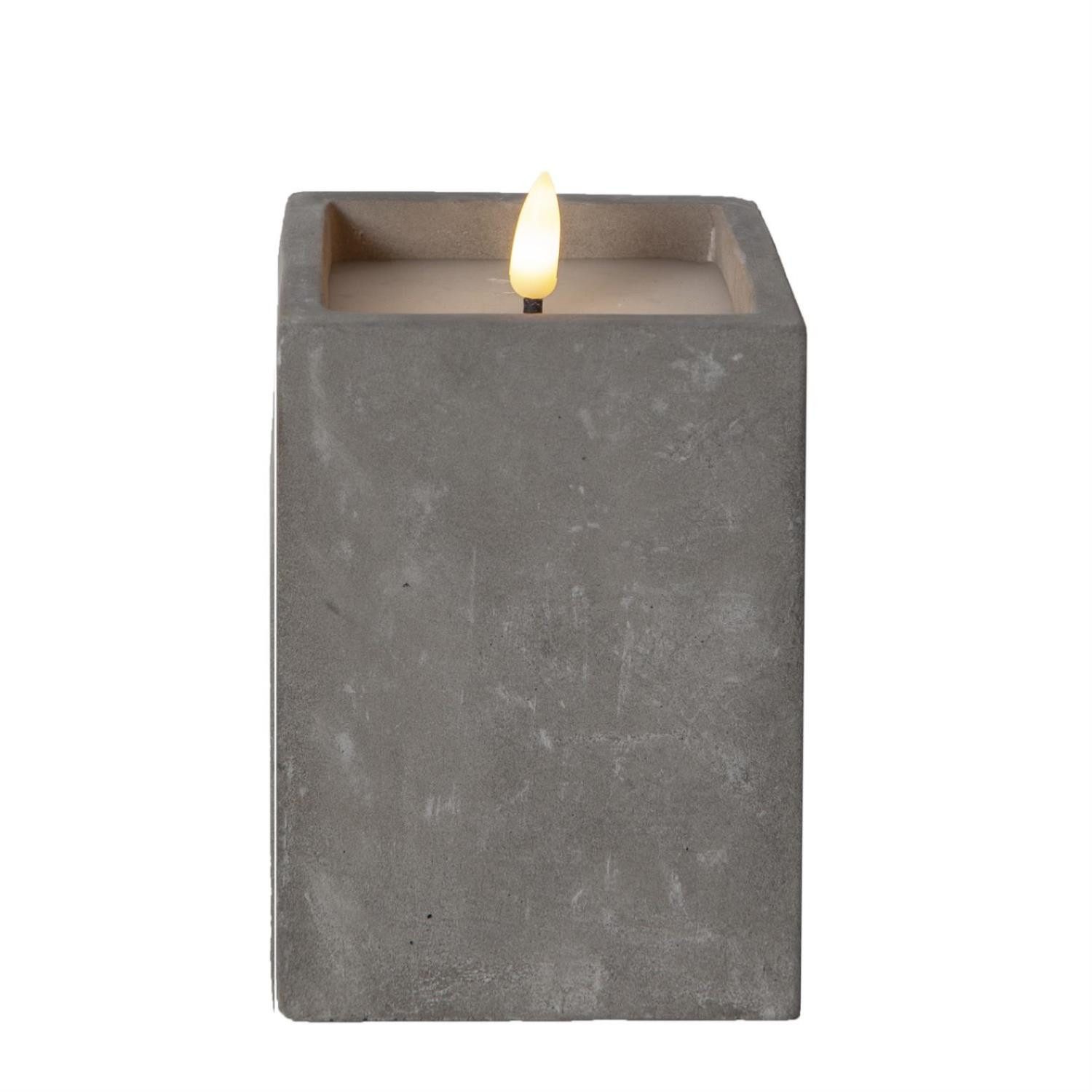 STAR TRADING LED-Kerze LED Kerze Beton Zement Optik Echtwachs flackernd H: 14,5cm grau (1-tlg)