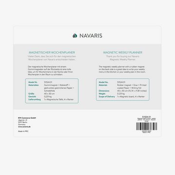 Navaris Magnettafel, Wochenplaner Magnet für Kühlschrank - 40 x 30 cm Wochenplan Kalender - abwischbare Tafel für Kinder und Familie - Deutsch