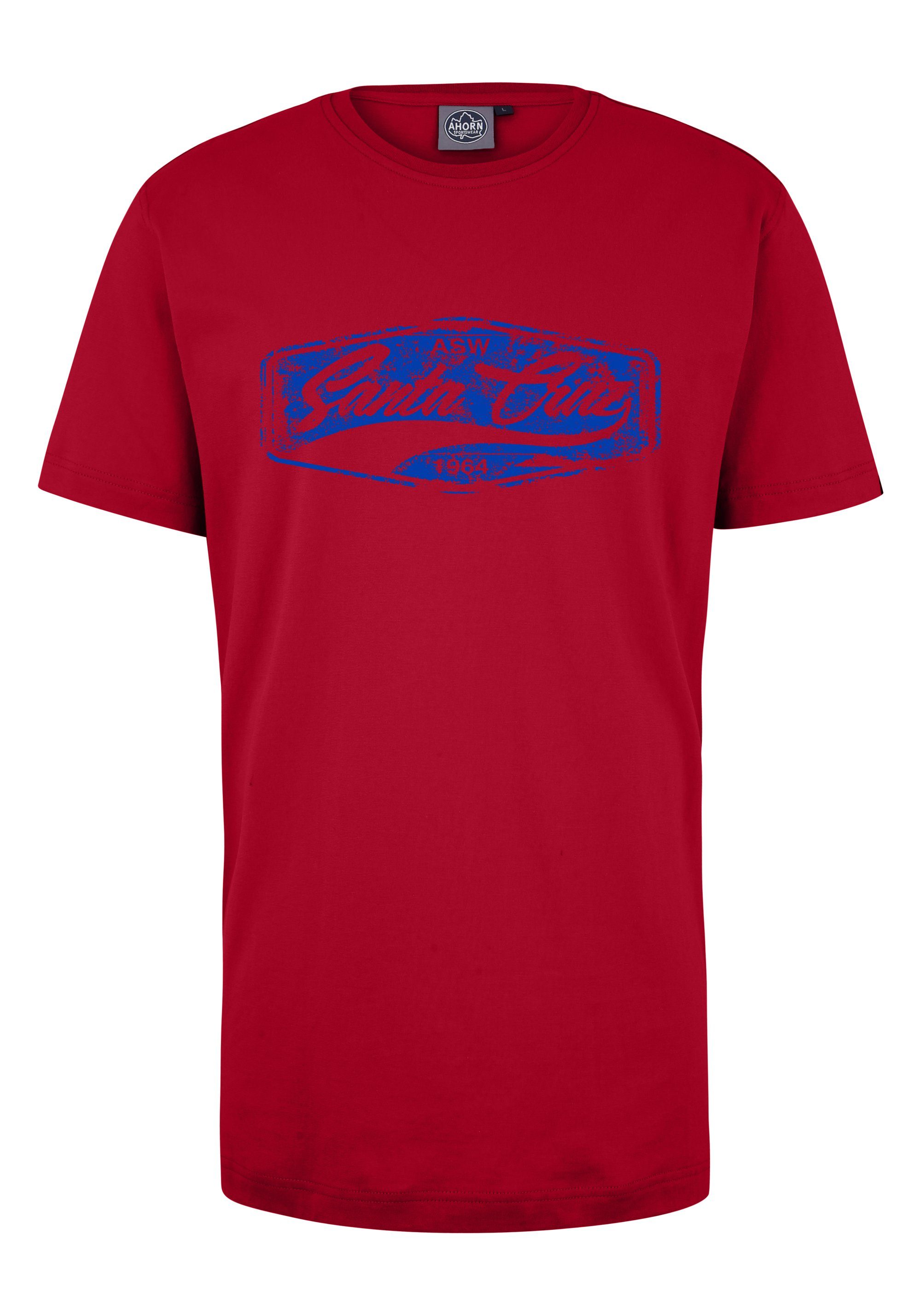 Frontprint modischem mit AHORN BLUE SPORTSWEAR rot T-Shirt CRUZ_ROYAL SANTA