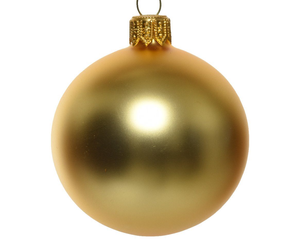 Decoris season decorations Christbaumschmuck, mundgeblasen matt 6er Box - Weihnachtskugeln 6cm Hellgold Glas