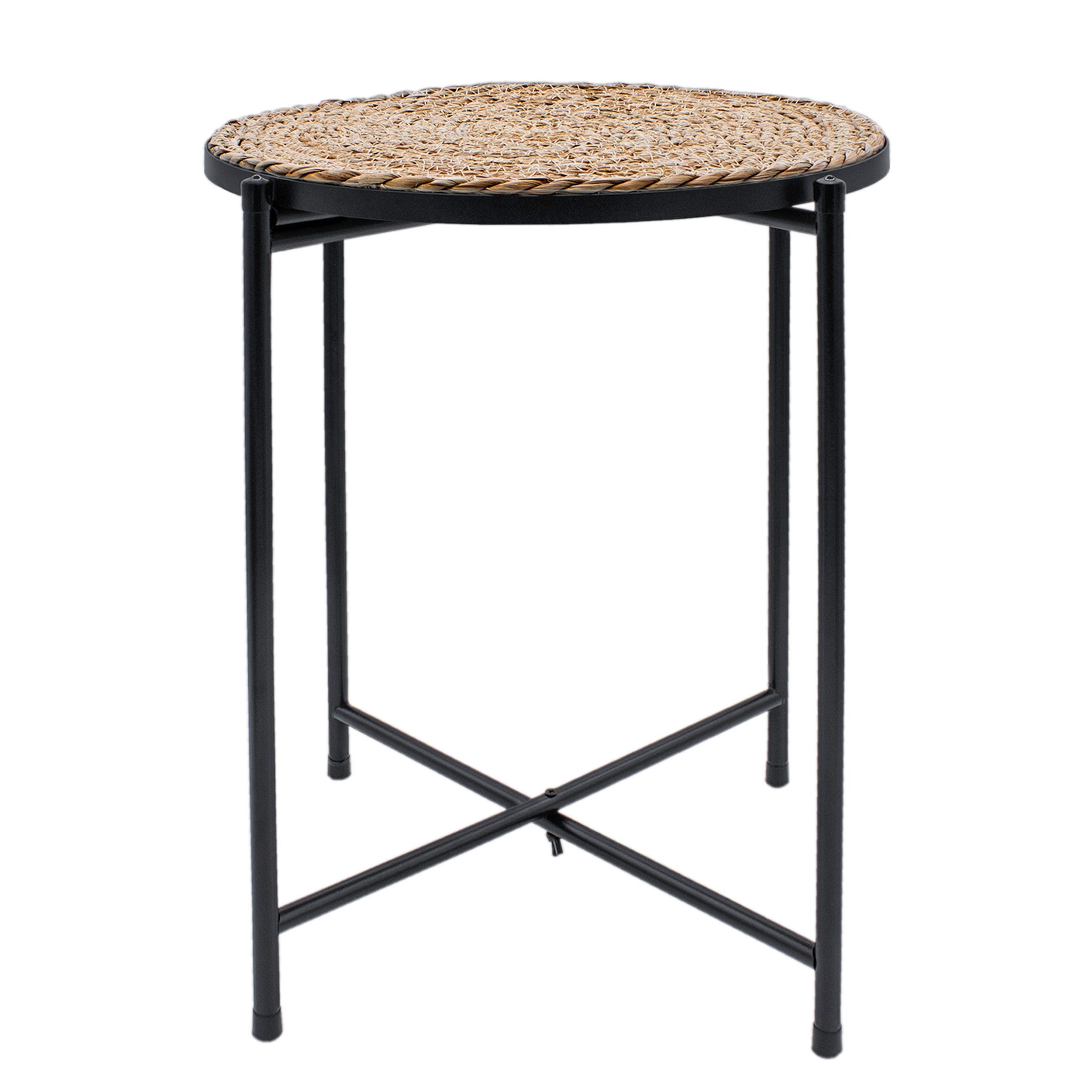 Spetebo Beistelltisch Metall Beistelltisch mit Schilf Tischplatte - 45 x 38 günstig online kaufen