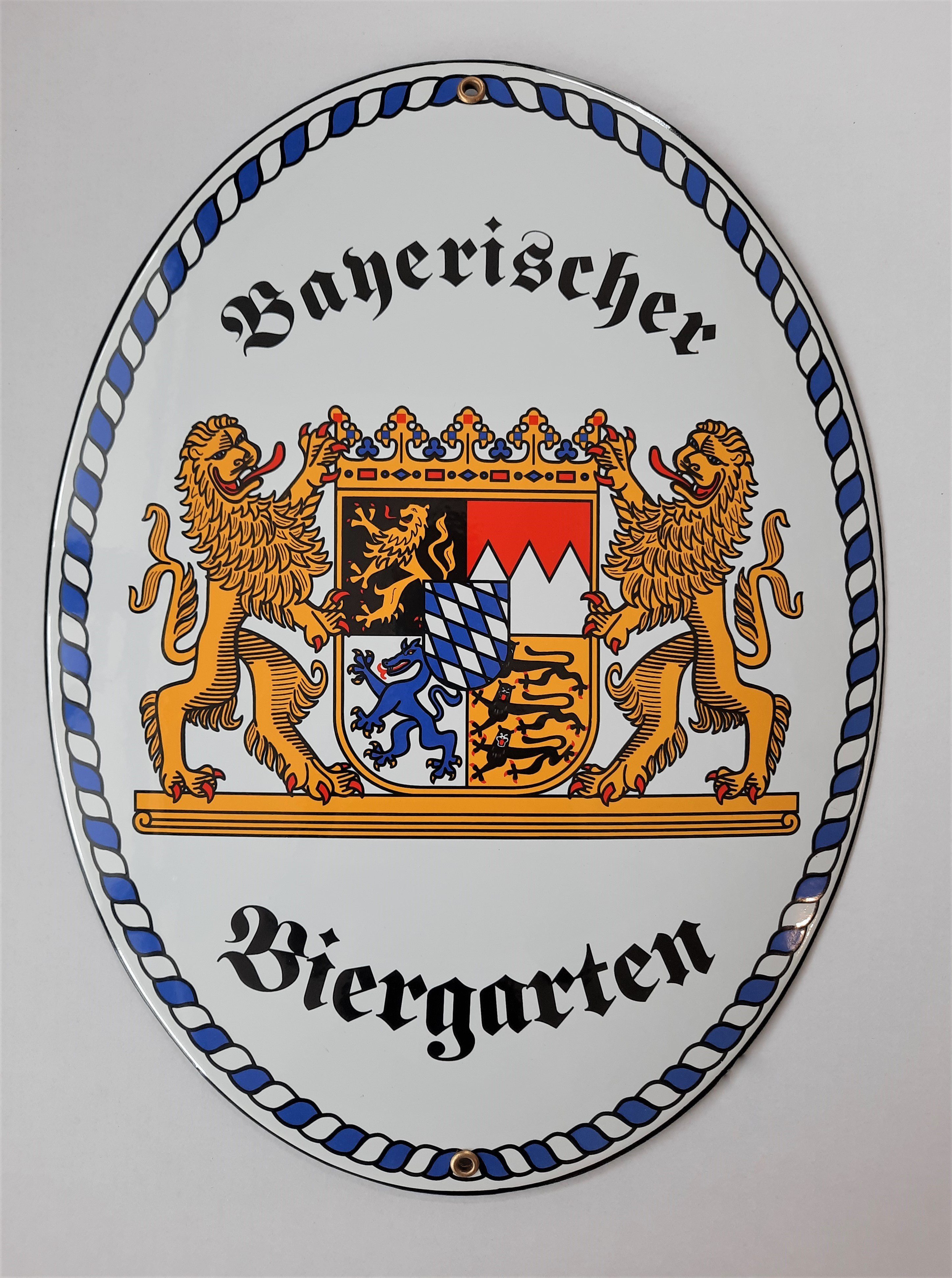 Elina Email Schilder Hinweisschild "Bayerischer Biergarten", (Emaille/Email)