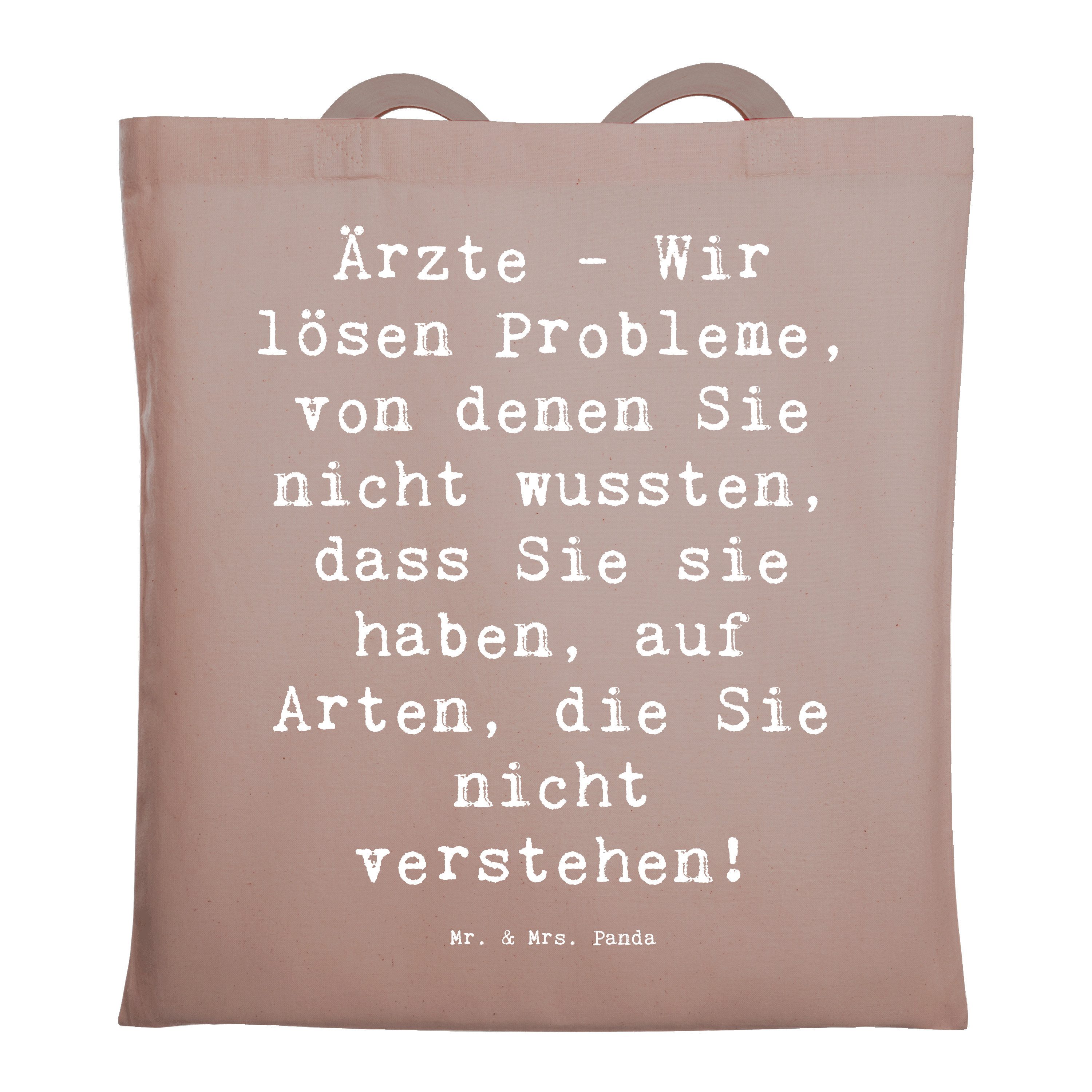 Tragetasche Spruch Arzt Probleme Lösen - Braun Pastell - Geschenk, humorvoll, Ein
