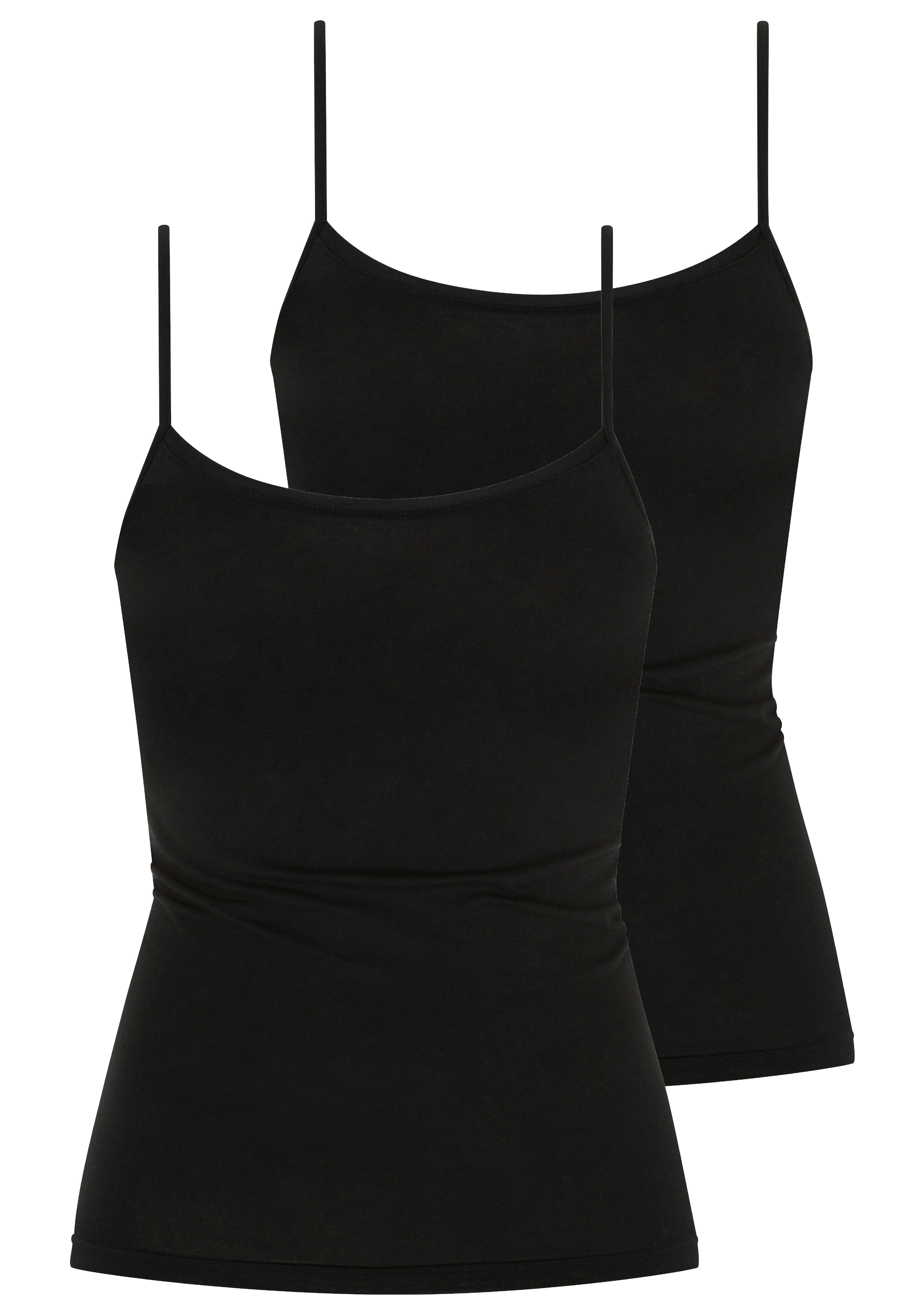 Mey Achseltop Superfine Organic Top schwarz mit Spaghettiträgern