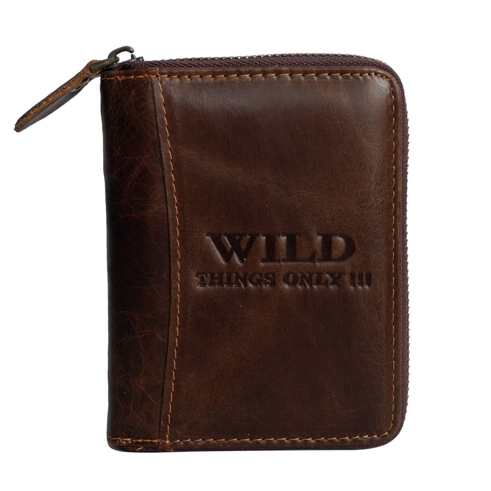 Wild Things Only !!! Geldbörse Wild Things Only - Leder Herren Geldbörse Portemonnaie Geldbeutel Dunkelbraun