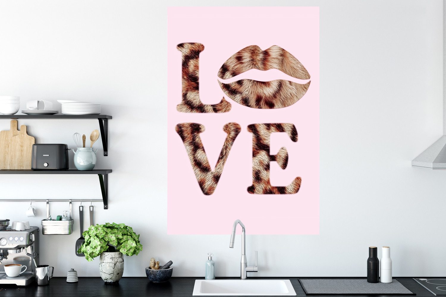 MuchoWow Wandsticker Text - Liebe - Panthermantel - Hellrosa (1 St), Wanddeko, Aufkleber, Wandtattoo, 80x120 cm