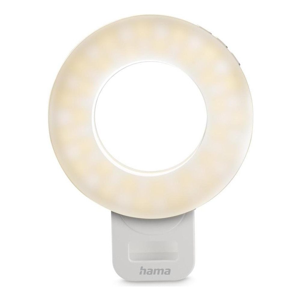 Hama Ringlicht 00004674 LED-Ringleuchte ToGo für Handy weiß, Tragbar mit integriertem Ringlicht