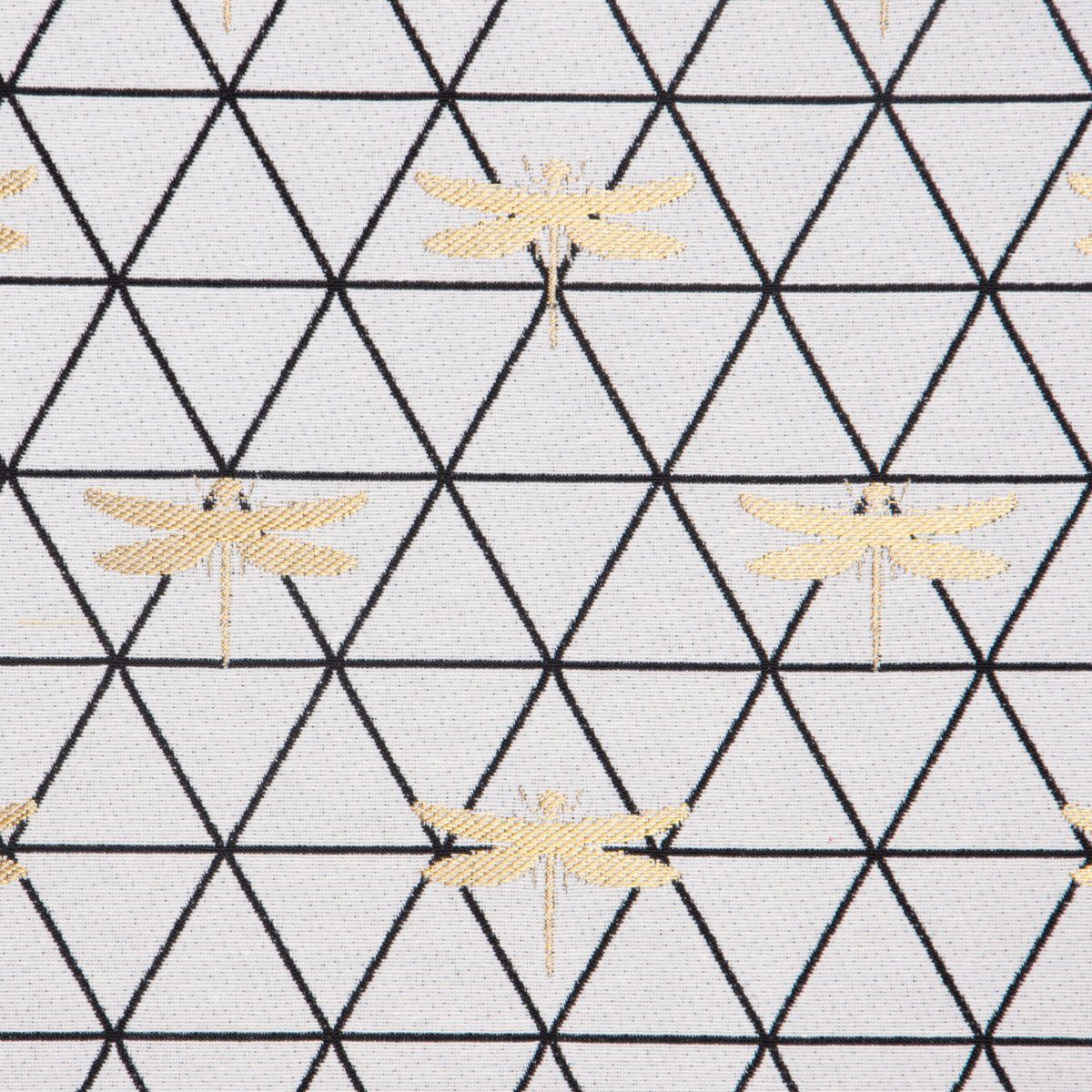 Vorhang SCHÖNER LEBEN. handmade, St), 245cm, vorgewaschen Dreiecke SCHÖNER Germany, made LEBEN., schwarz Vorhang blickdicht, weiß gold in Smokband (1 Libelle