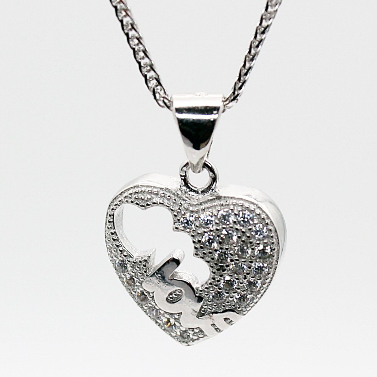 925), Sterling 50 mit cm, Damen Silberkette inklusive Anhänger ELLAWIL (Kettenlänge Halskette Herzkette Kette Zirkonia Silber Mädchen Herz Geschenkschachtel