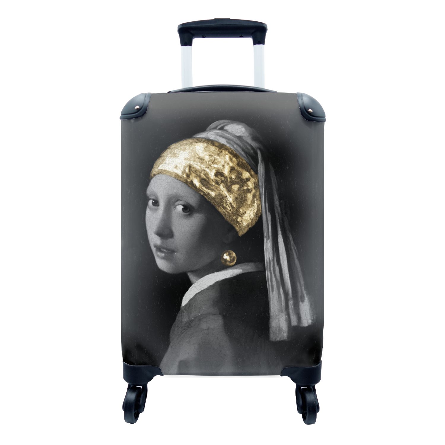 Rollen, einem Reisetasche Gold, 4 - für Handgepäckkoffer Trolley, mit Vermeer Ferien, Handgepäck mit Mädchen MuchoWow - rollen, Reisekoffer Perlenohrring