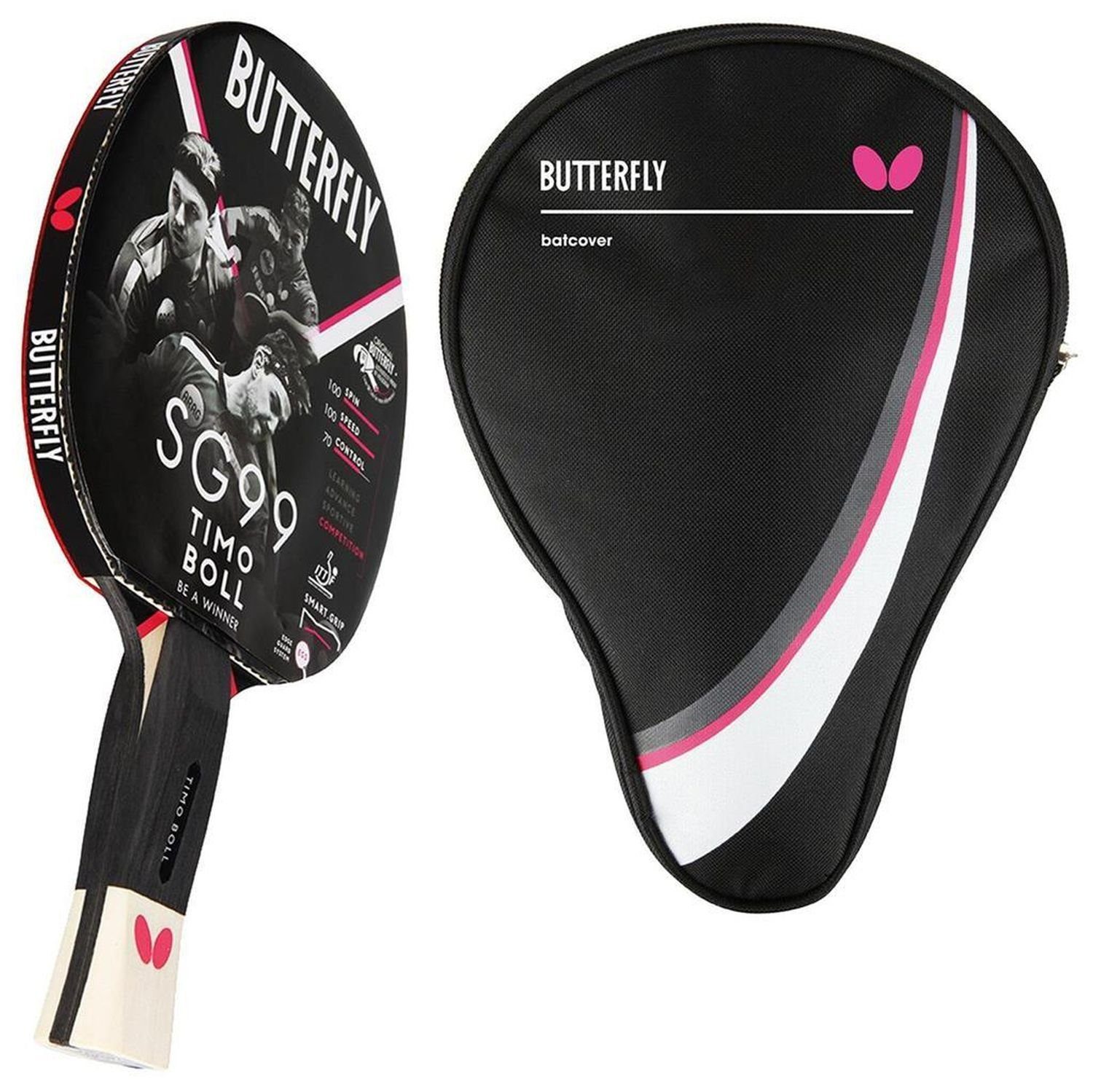Butterfly Tischtennisschläger 1x Timo Boll SG99 + Drive Case 1, Tischtennis Schläger Set Tischtennisset Table Tennis Bat Racket