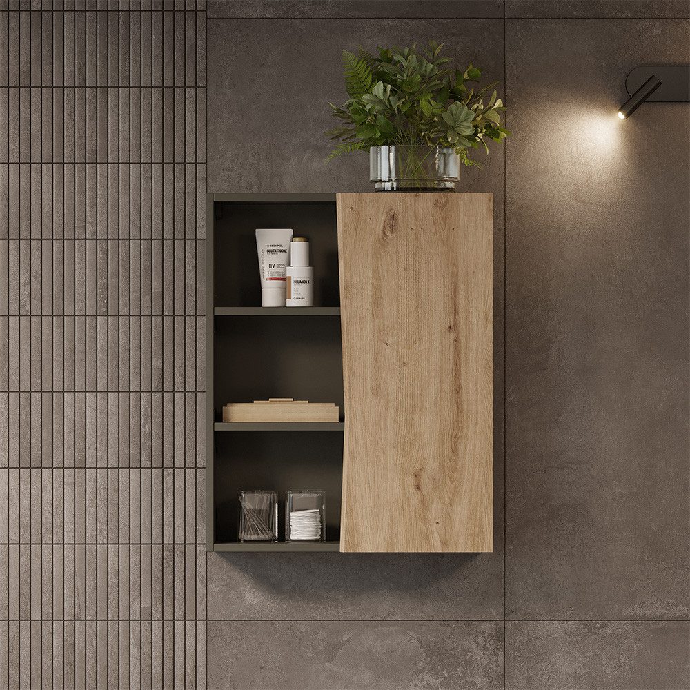 Vicco Hängeschrank Willow, Artisan/Anthrazit, 56 x 70 cm mit 3 offenen Fächern (1-St)