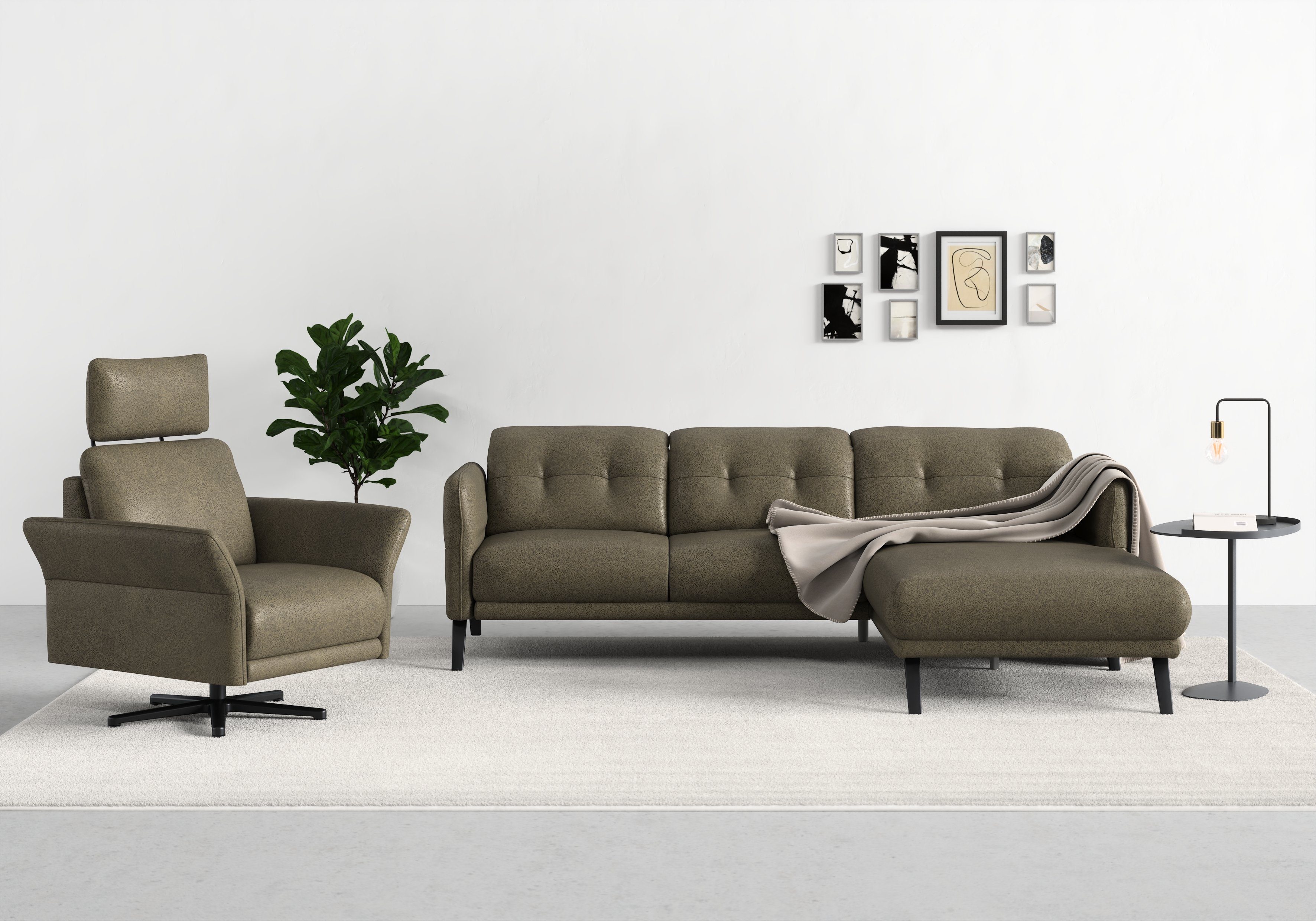 sit&more Ecksofa Scandia, Wahlweise Kopfteilverstellung und Armteilfunktion mit