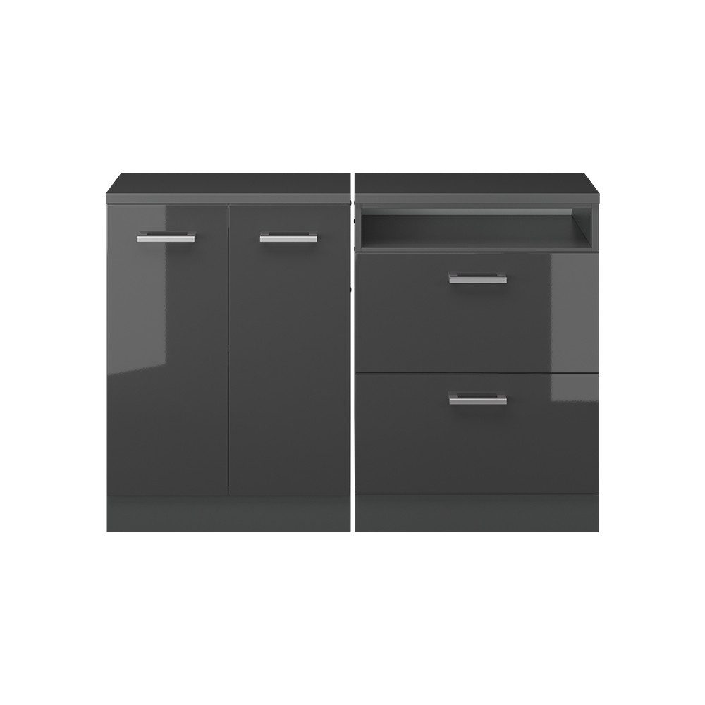 Vicco Unterschrank R-Line, Anthrazit Hochglanz/Anthrazit, 120 cm 2er Set Schrankkorpus... (2-St)