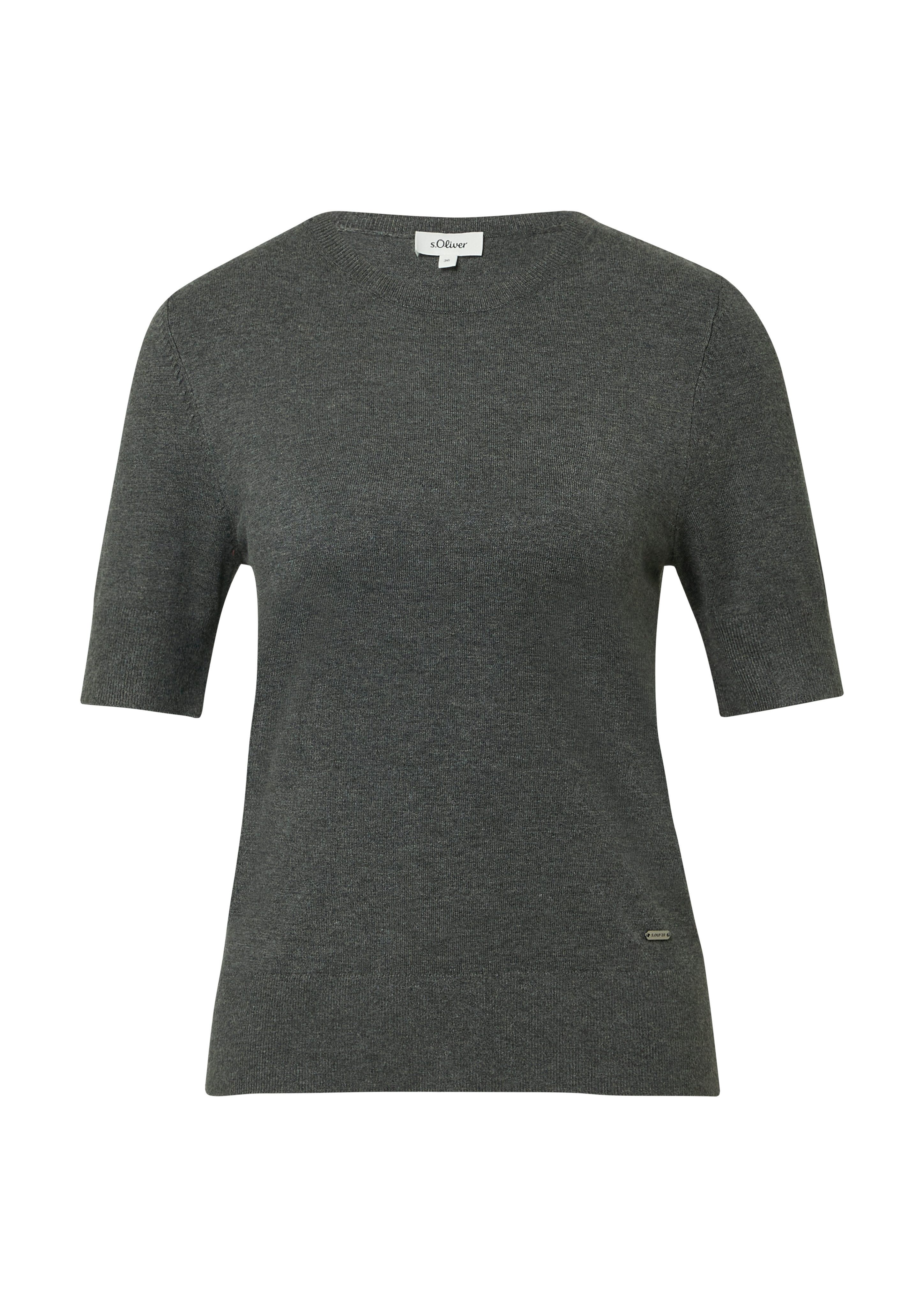 s.Oliver Kurzarmpullover mit Logo Stickerei