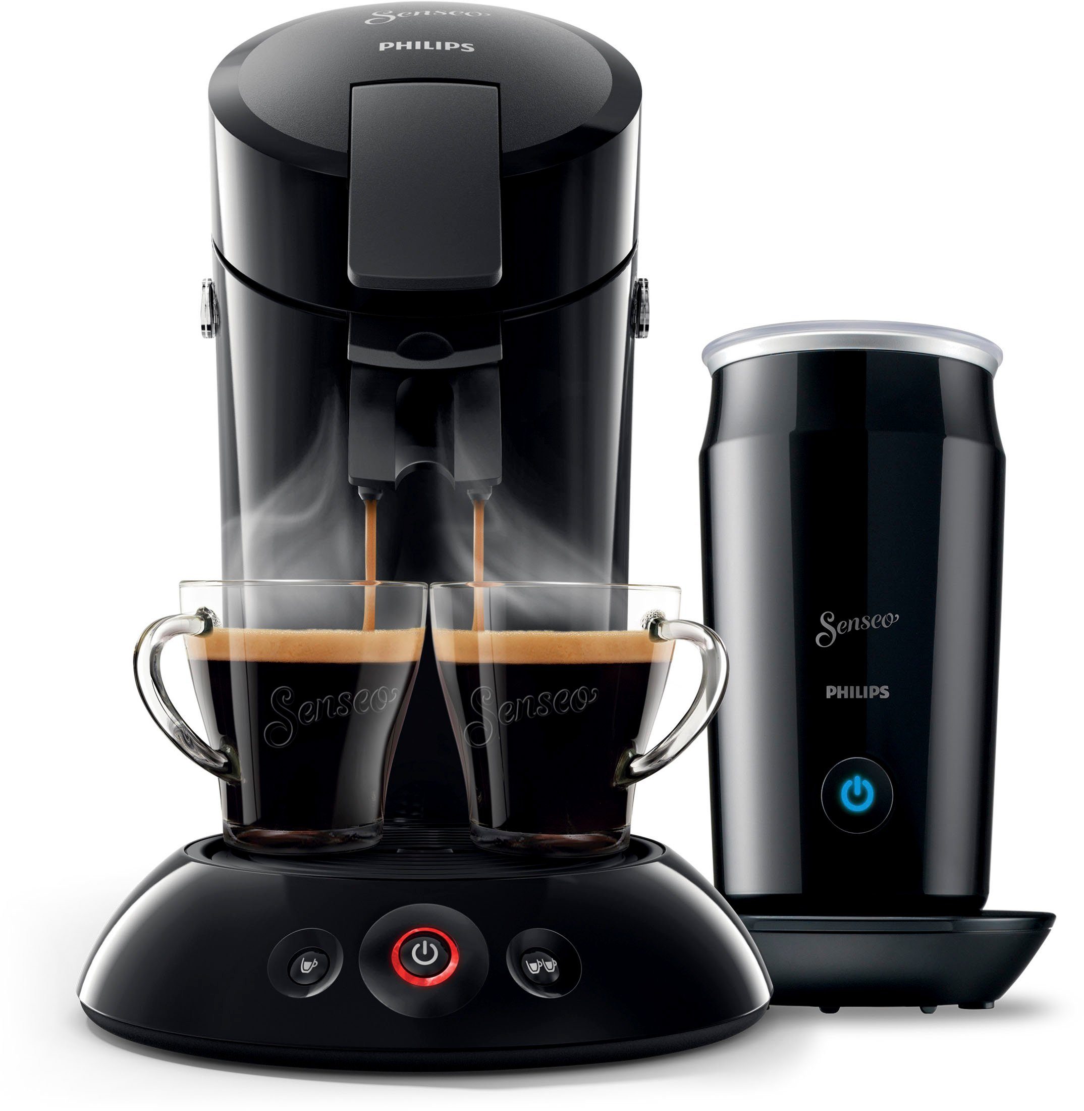 Philips Senseo Kaffeepadmaschine UVP € Milchaufschäumer inkl. HD6553/65, im Original 79,99 Wert von