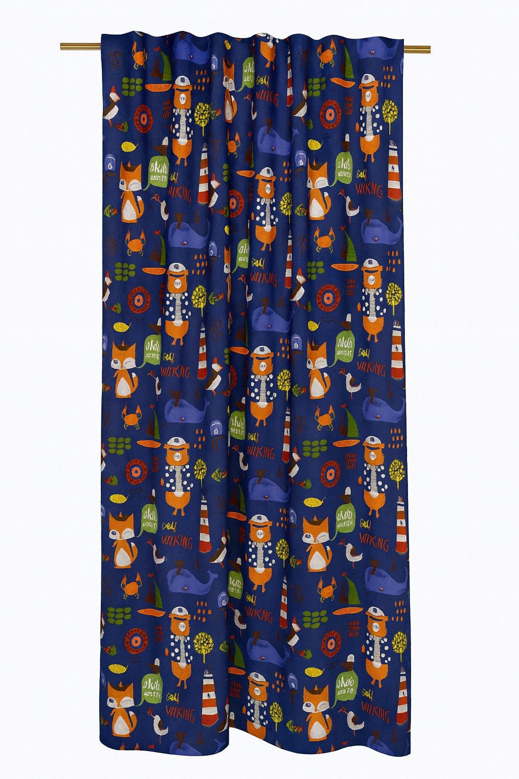 Clever-Kauf-24 Gardine Schlaufenschal Ahoi blau BxH 135x175/245 Kinder verdeckte Schlaufen (1 St), verdeckte Schlaufen, halbtransparent, blickdichter Vorhang