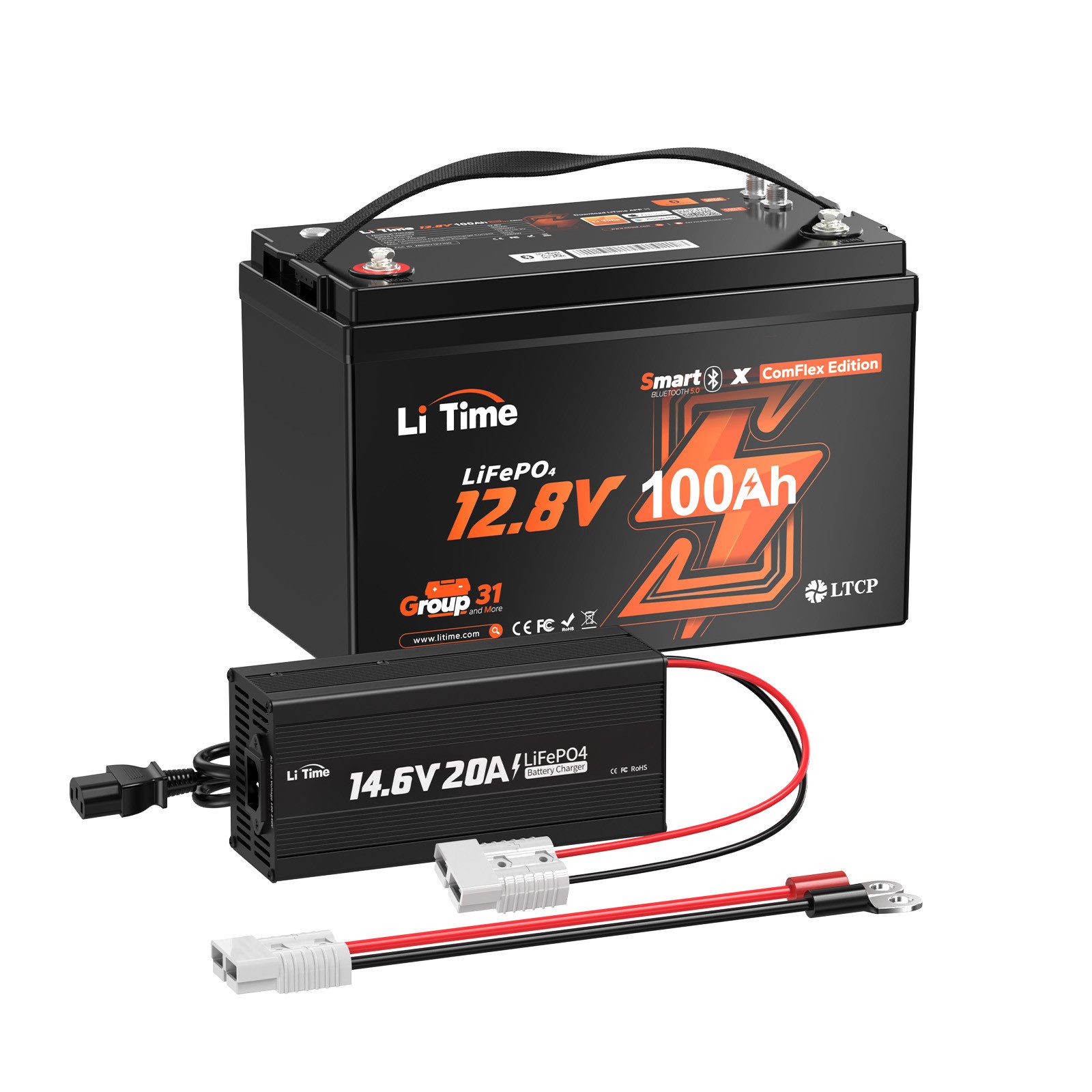 LiTime LiTime 14.6V 20A Lithium Batterieladegerät Akku-Set (1 St), Geeignet für LiTime 12V LiFePO4 Lithium Batterie