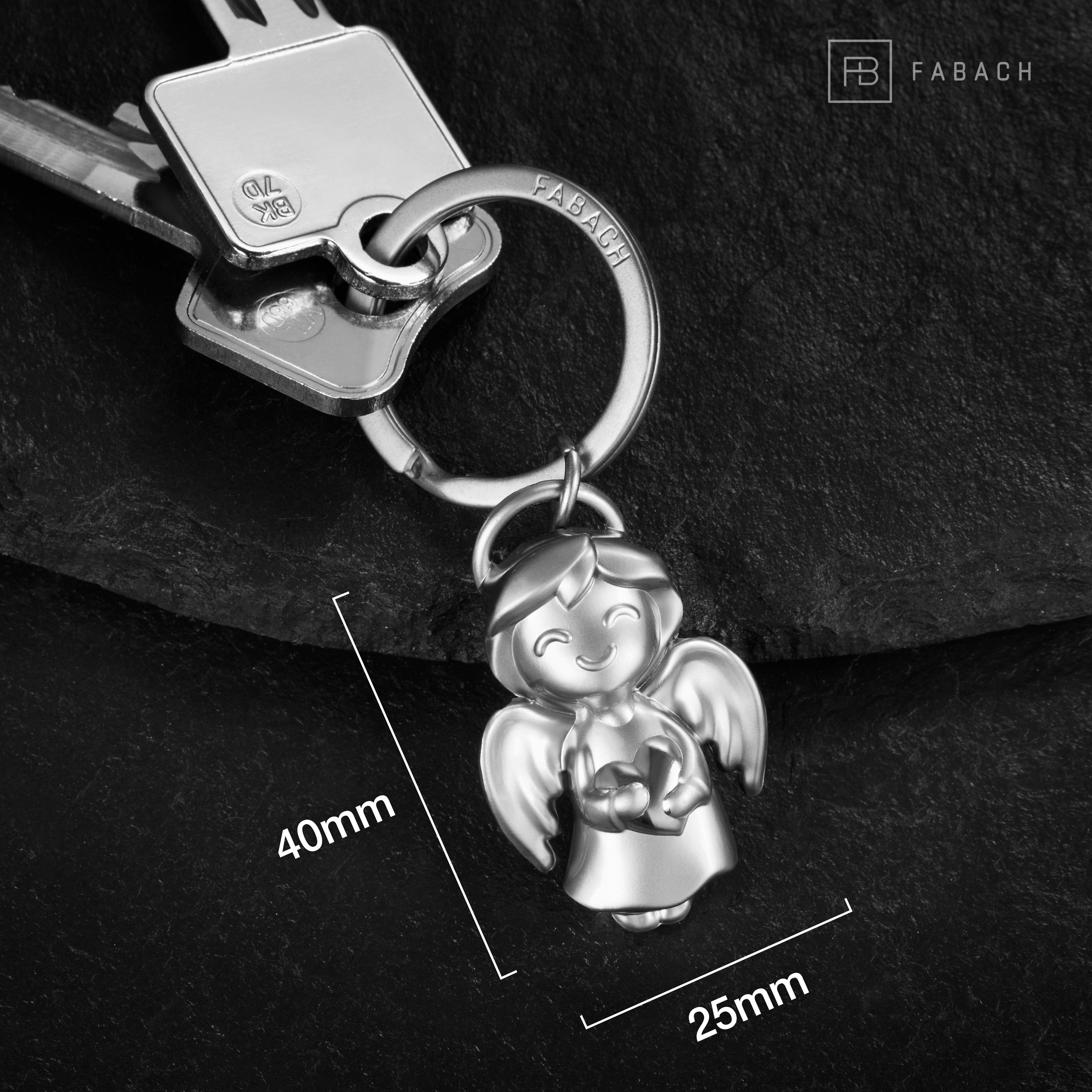 Schutzengel Glücksbringer - Schlüsselanhänger FABACH Glücksengel " mit Shiny" Engel Silber Herz -