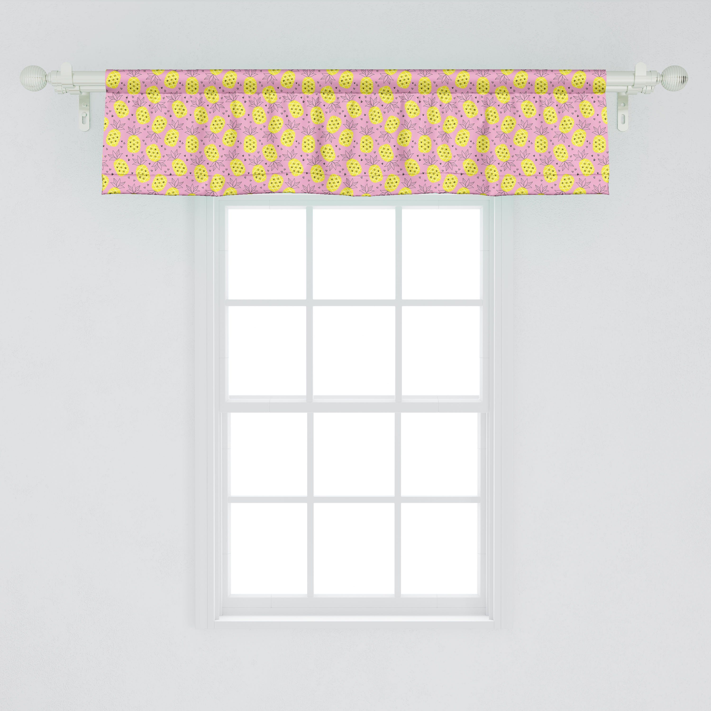 Ananas-Herz-Pop-Art Dekor mit Microfaser, Küche Abakuhaus, für Scheibengardine Ananas Schlafzimmer Stangentasche, Vorhang Volant