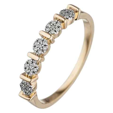 JOBO Diamantring, 585 Gold mit 35 Diamanten