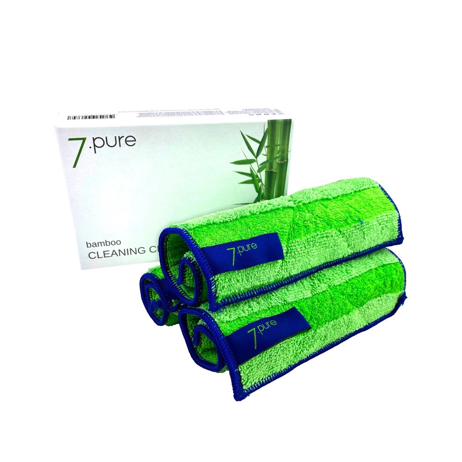 (3 Putzlappen) x 25 20 Grün Putzlappen & 3 Stück, 7pure cm, Bambus Putztücher, Spültuch