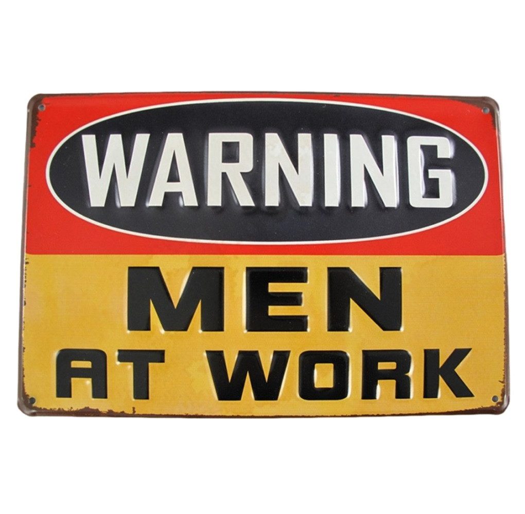 Metallschild Blechschild, Reklameschild Warning Man at Work