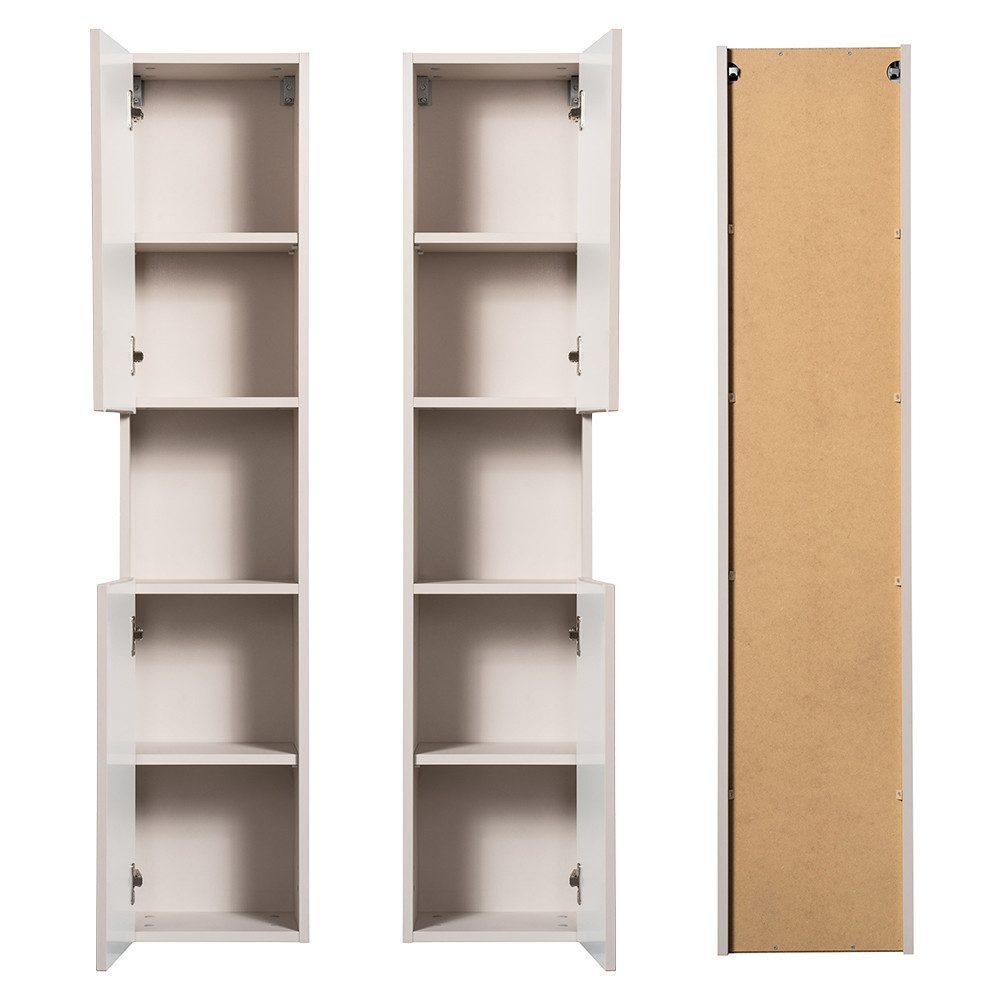 Lomadox Hochschrank NEWPORT-56-CASHMERE Badschrank, kaschmir mit gerillter Front, grifflos, ca. 30/140/30cm