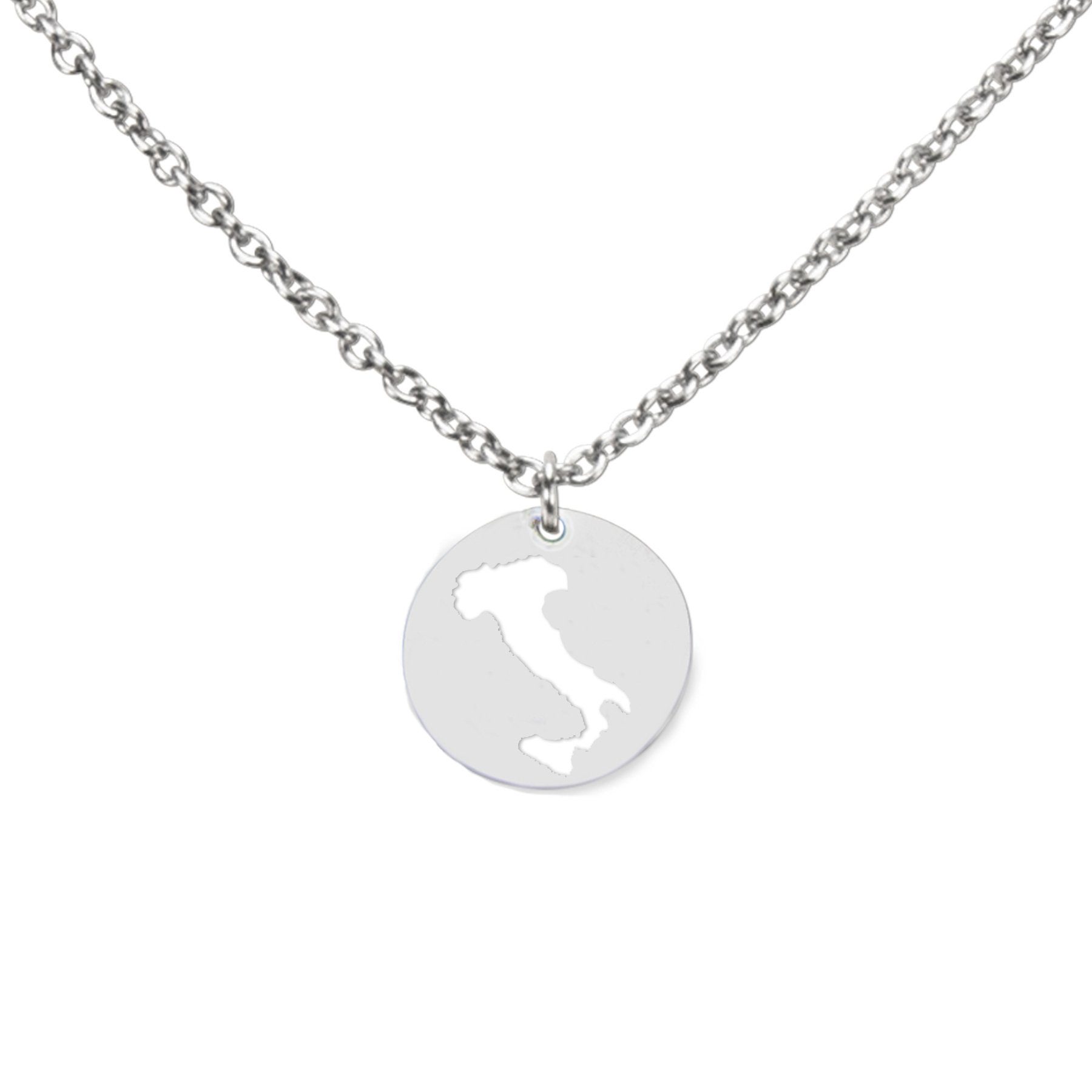 DAHEIM Kette mit Anhänger Halskette Italien (silber-farben), - filigrane Kette des italienischen Stiefels für Damen und Frauen, Hei