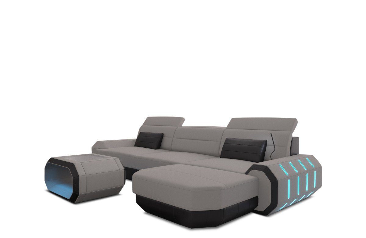 wahlweise Polster Dreams Bettfunktion hellgrau-schwarz Form Stoffsofa, Sofa Ecksofa Roma Sofa Design mit L M Mikrofaser Couch Stoff