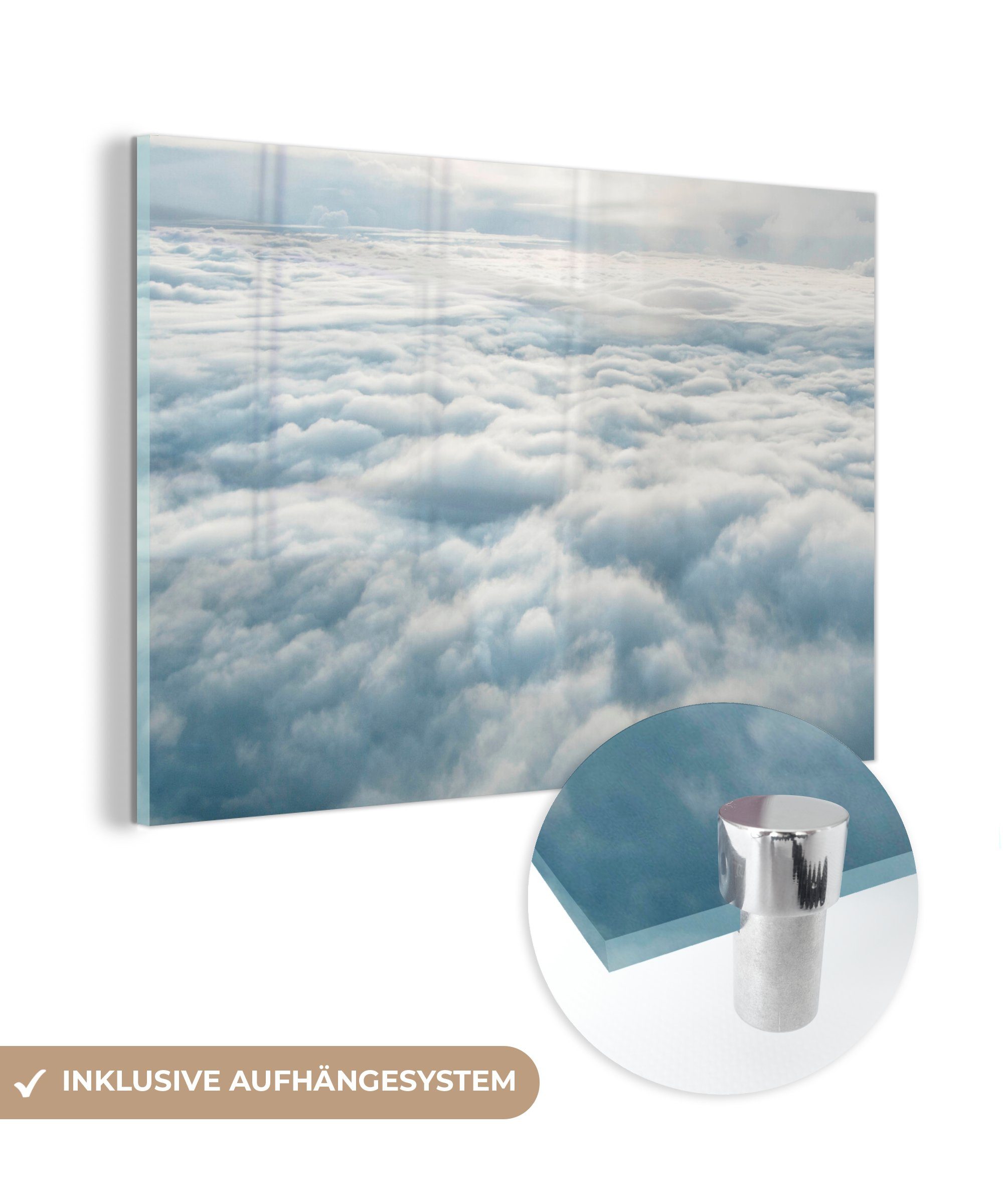 MuchoWow Acrylglasbild Bild eines bewölkten Himmels, aufgenommen aus einem Flugzeug, (1 St), Acrylglasbilder Wohnzimmer & Schlafzimmer